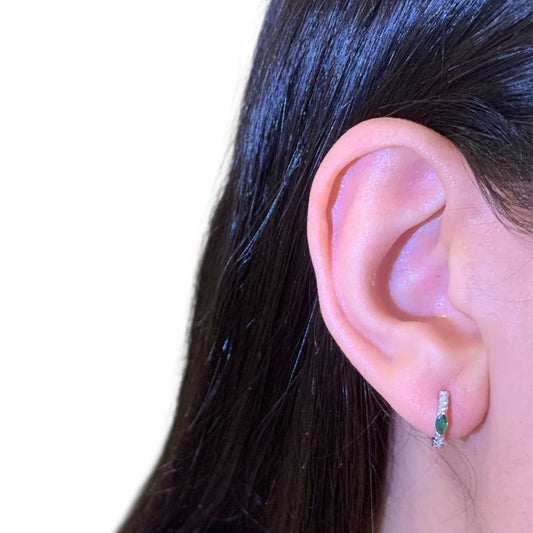 Emerald Duo Zircon Hoop Earring