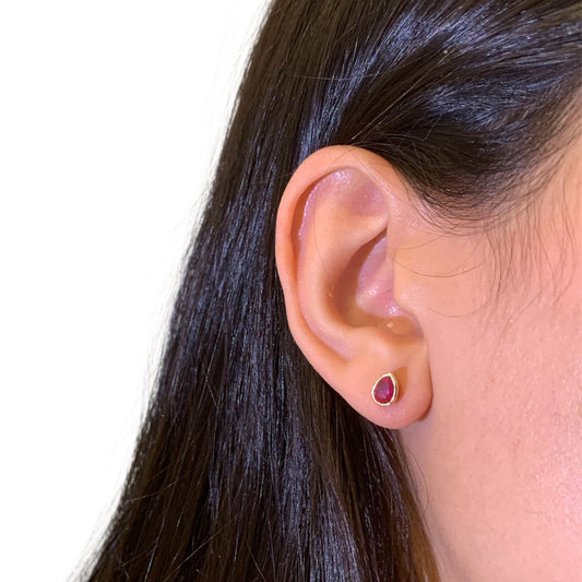 Ruby Earring(Gold Plated Sterling Silver Earring)