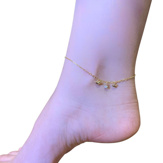Queen Heart Zircon Anklet (Gold Plated Sterling Silver Anklet)