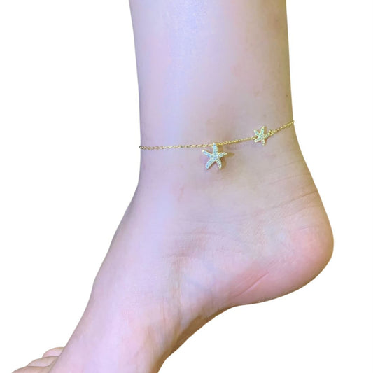 Star Anklet (Gold Plated Sterling Silver Anklet)