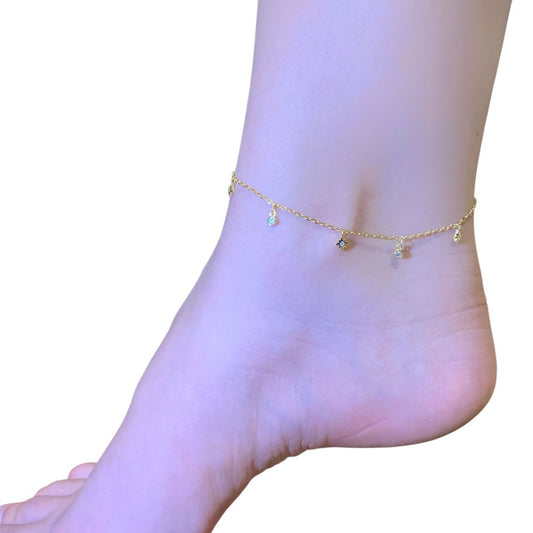 Stars Zircon Anklet (Gold Plated Sterling Silver Anklet)