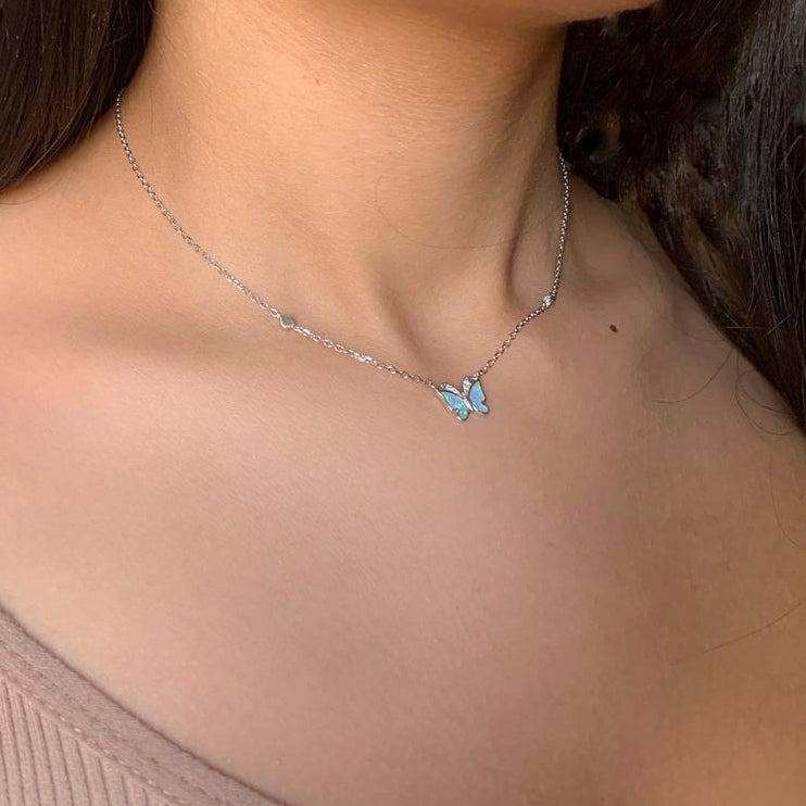Opal Butterfly Necklace