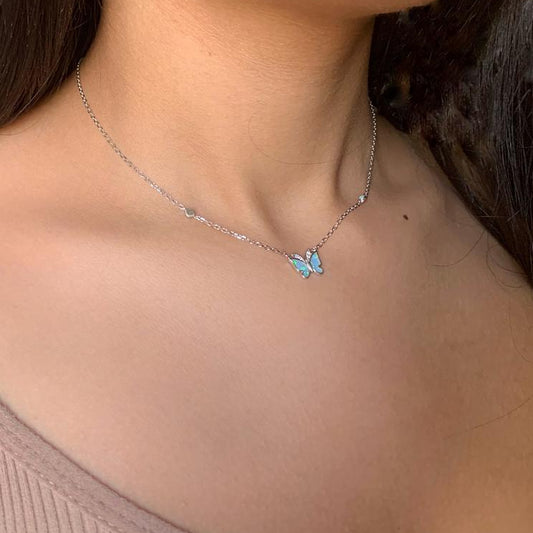 Opal Butterfly Necklace