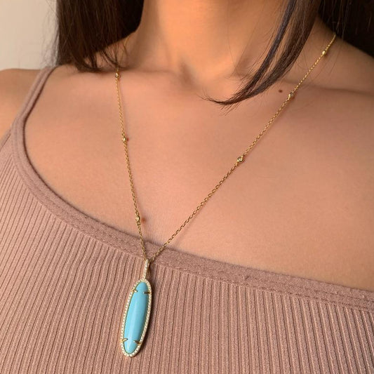 Turquoise Necklace (Gold Plated Sterling Silver Necklace)