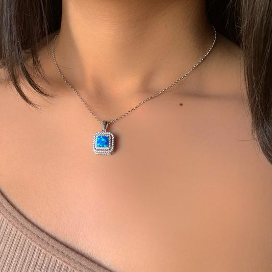 Opal Zircon Diamond Necklace