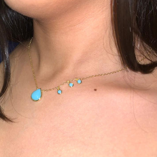 Turquoise Necklace (Gold Plated Sterling Silver Necklace)